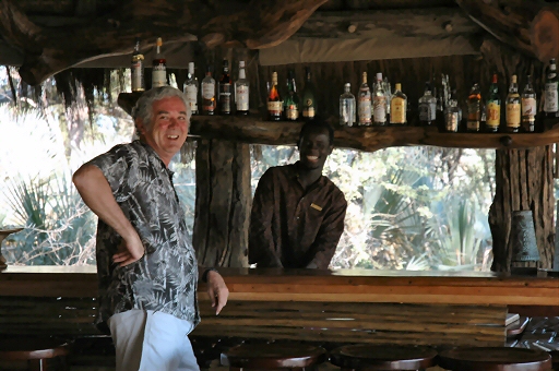 Eric at the bar at Mombo, how unusual 